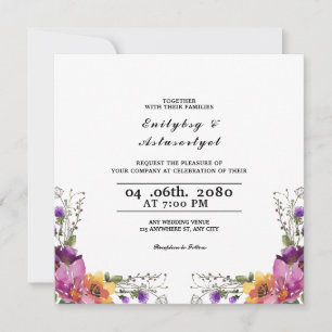 Wedding Decorated With Floral In colour Style Card