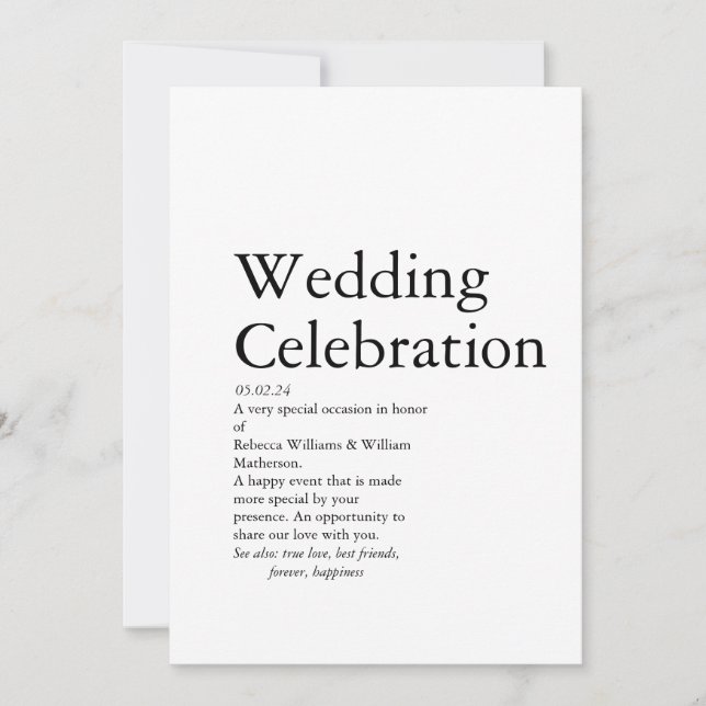 Wedding Definition party   Invitation (Front)