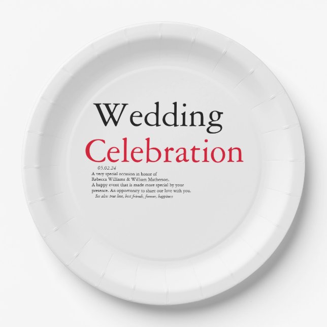 Wedding Definition party  Paper Plate (Front)
