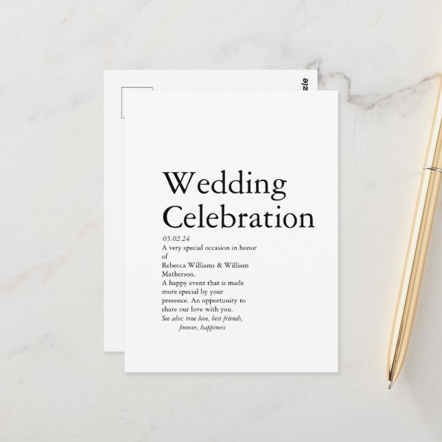 Wedding Definition party   Postcard (Front/Back In Situ)