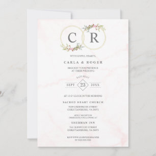 Wedding Delicate Romantic Flower Garland Pastel  Invitation