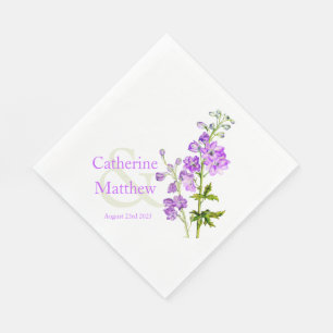 Wedding delphinium purple watercolor paper napkin