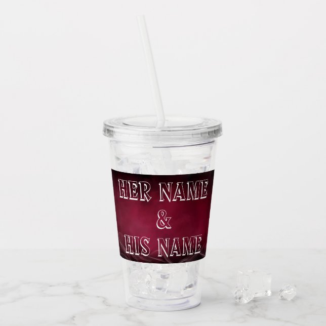 Wedding Design 16 oz Acrylic Tumbler With Straw (Front Ice)