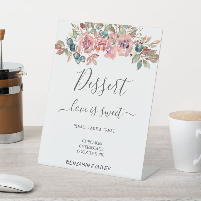 Wedding Dessert Bar Love Sweet Custom Dusty  Pedestal Sign (In SItu)
