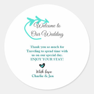 Wedding Destination celebration welcome travel  Classic Round Sticker