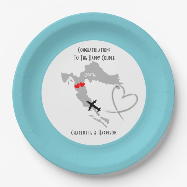 Wedding Destination Croatia Paper Plate (Front)