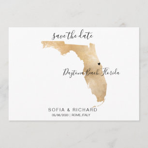 Wedding Destination Florida Map  Removable Heart Invitation