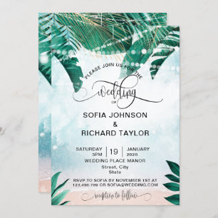 wedding destination island beach ocean invitation