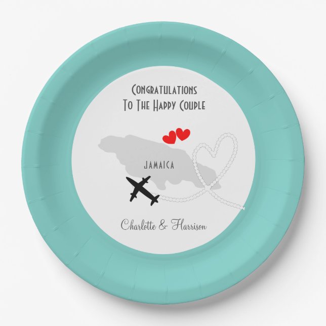Wedding Destination Jamaica Personalised Paper Plate (Front)