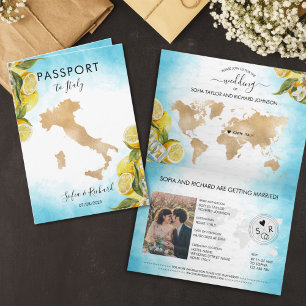 Wedding Destination Lemon Summer Passport Italy Invitation