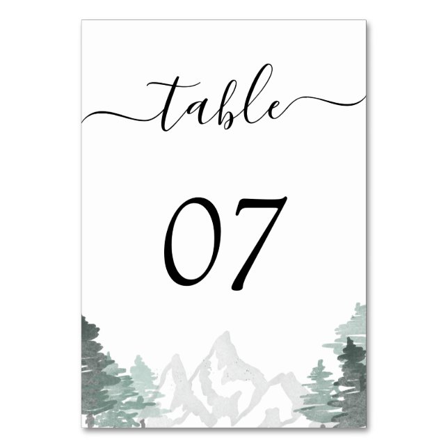 Wedding Destination Mountains Forest Rustic Table Number (Back)