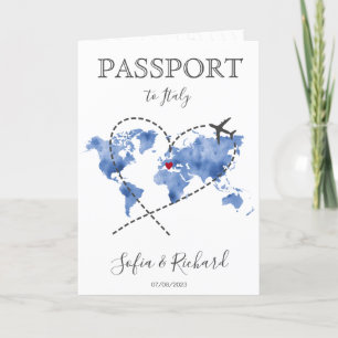 Wedding Destination Passport Blue World Map Invita Invitation