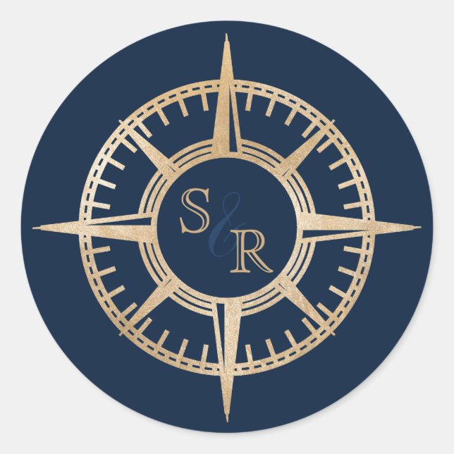 Wedding Destination Passport Compass Thank You Classic Round Sticker (Front)