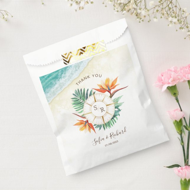 Wedding Destination Passport Compass Thank You Favour Bags (Sealed)