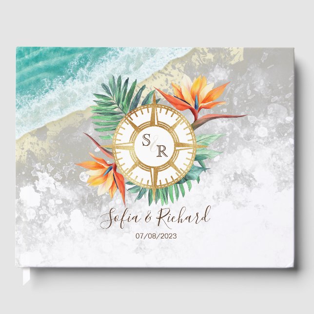 Wedding Destination Passport Compass Thank You Guest Book (Front)