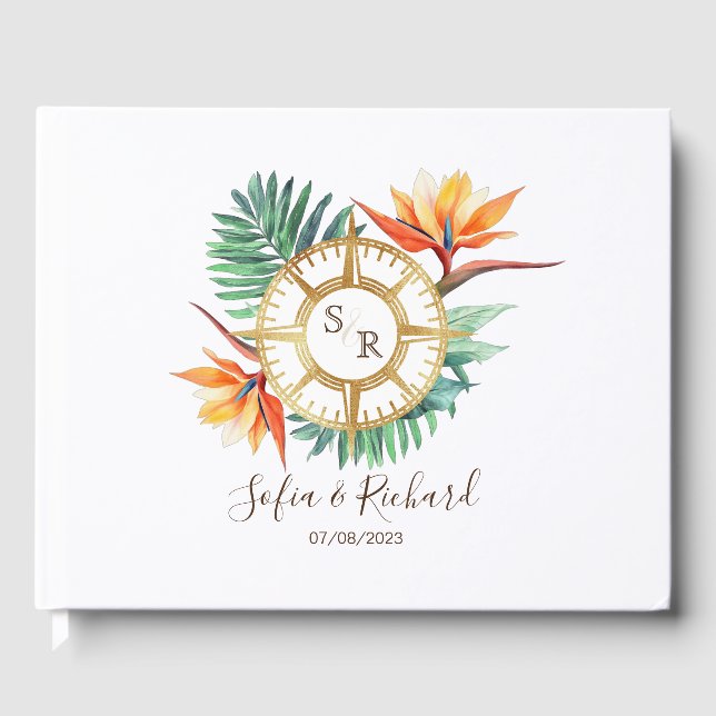 Wedding Destination Passport Compass Thank You Guest Book (Front)