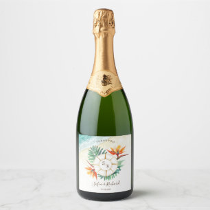 Wedding Destination Passport Compass Thank You Sparkling Wine Label