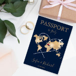 Wedding Destination Passport Gold World Map Invita Invitation<br><div class="desc">Modern and Elegant World Map Invitation Wedding Destination,  like passport</div>