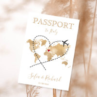 Wedding Destination Passport Gold World Map Invita