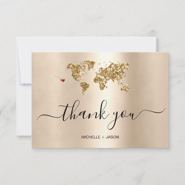 Wedding Destination Passport Hawaii Thank You RSVP Card (Front)