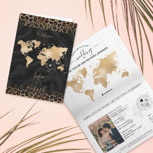 Wedding Destination Passport World Map Animal Invitation