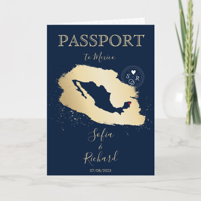 Wedding Destination Passport World Map Mexico Invi Invitation (Front)