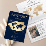 Wedding Destination Passport World Map Mexico Invi Invitation<br><div class="desc">Modern and Elegant World Map Invitation Wedding Destination,  like passport. Mexico location can be changed</div>