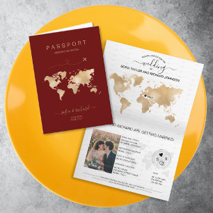 Wedding Destination Passport World Map Modern Invi Invitation