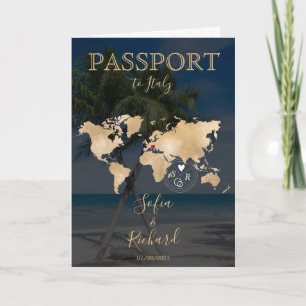 Wedding Destination Passport World Map Palm Beach Invitation