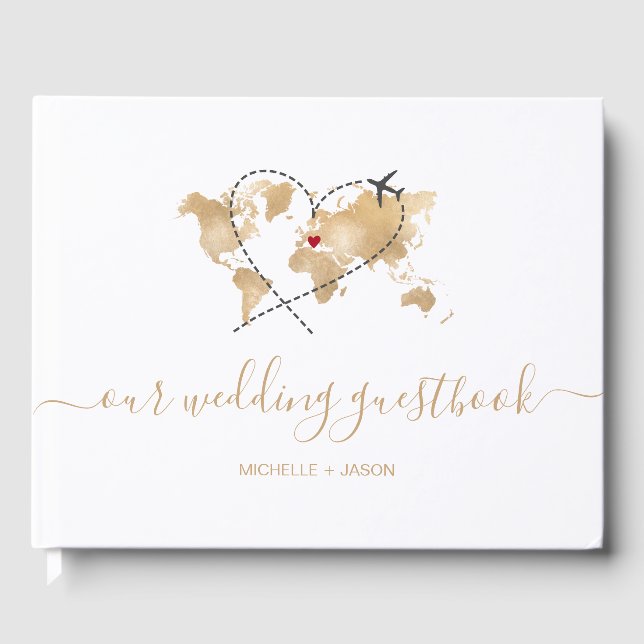 Wedding Destination Passport World Map Thank You Guest Book (Front)