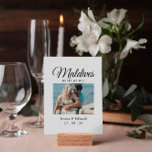 Wedding Destination Table Name Couple Travel Photo<br><div class="desc">Enhance the elegance and personalisation of your wedding with our Wedding Destination Table Name Decor. Perfect for destination weddings or travel-themed celebrations, these signs feature the name of a country as the table name alongside a beautiful photo of the couple, adding a unique and personal touch to your reception decor....</div>