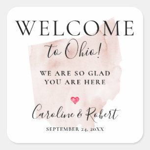 Wedding Destination Welcome Guests Favor Square Sticker