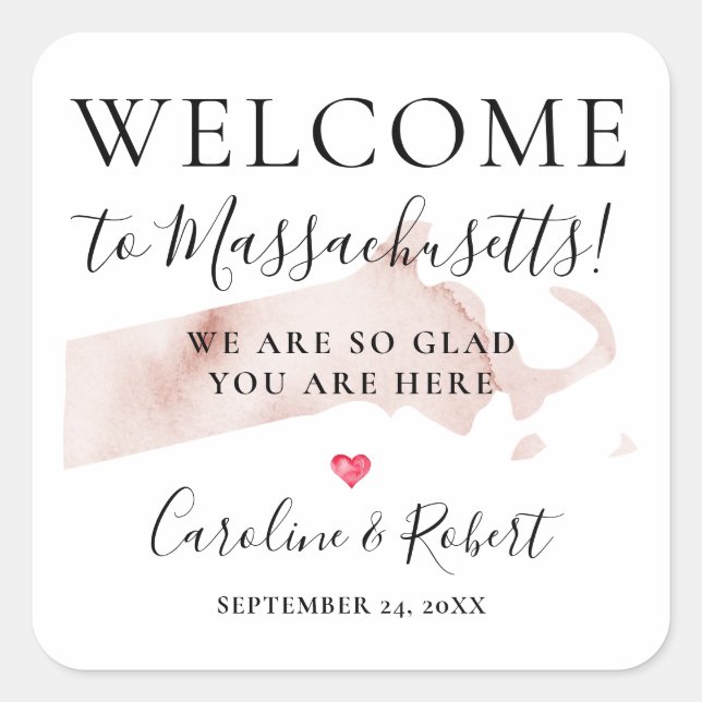 Wedding Destination Welcome Guests Favour Square Sticker (Front)