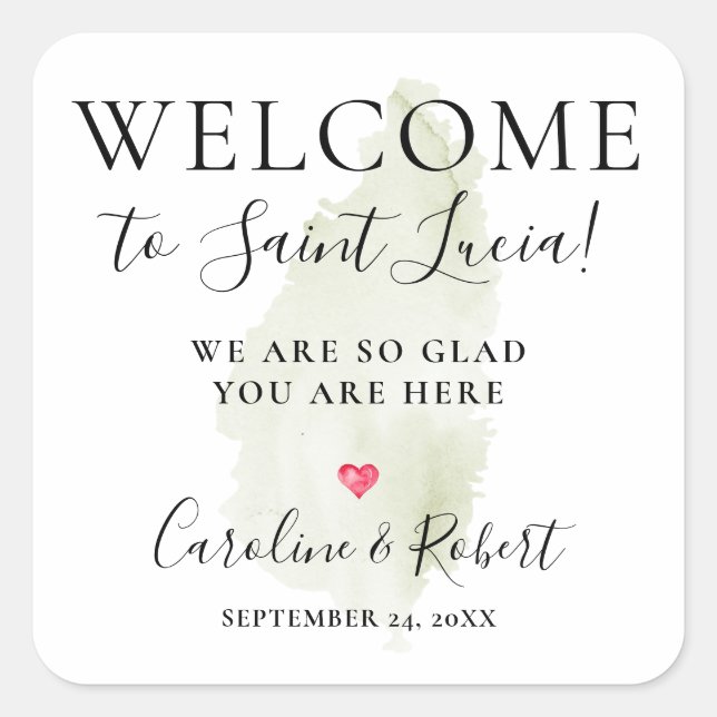 Wedding Destination Welcome Guests Favour Square Sticker (Front)