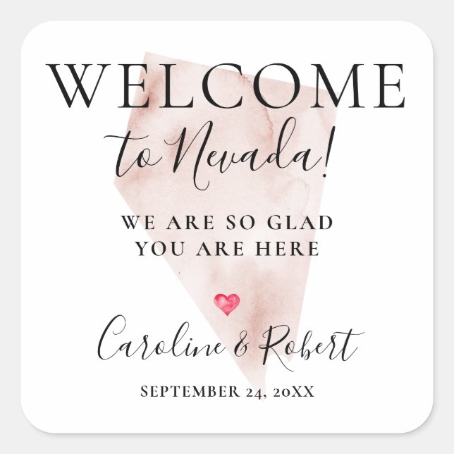 Wedding Destination Welcome Guests Favour Square Sticker (Front)
