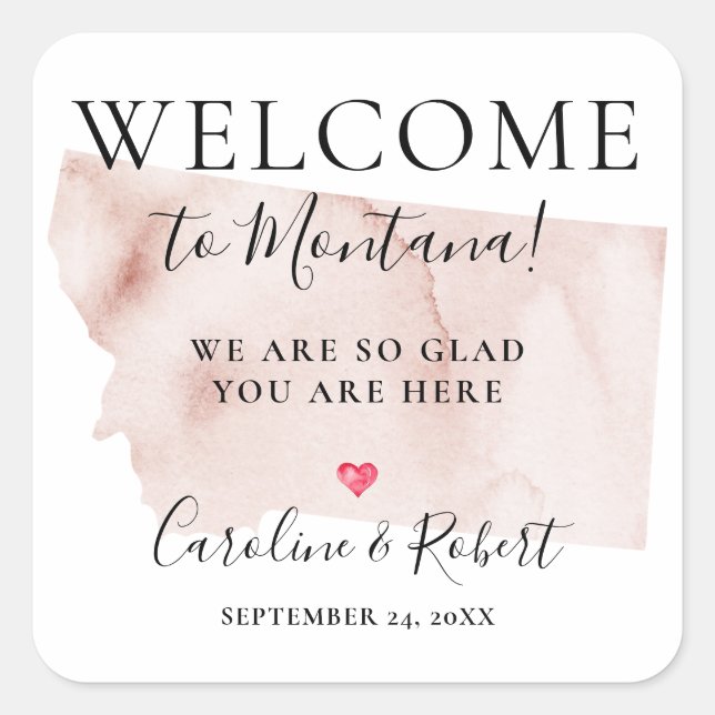 Wedding Destination Welcome Guests Favour Square Sticker (Front)