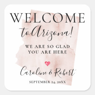 Wedding Destination Welcome Guests Favour Square Sticker