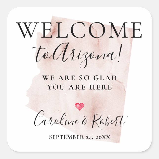 Wedding Destination Welcome Guests Favour Square Sticker (Front)