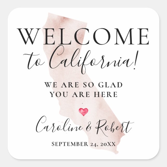 Wedding Destination Welcome Guests Favour Square Sticker (Front)