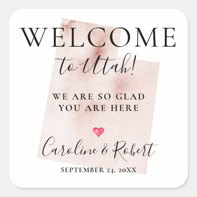 Wedding Destination Welcome Guests Favour Square Sticker (Front)