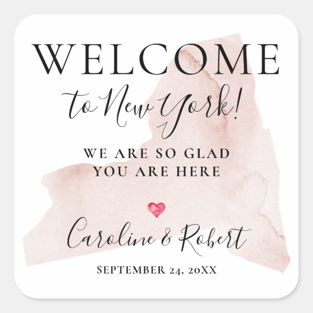 Wedding Destination Welcome Guests Favour Square Sticker (Front)