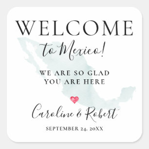 Wedding Destination Welcome Guests Favour Square Sticker