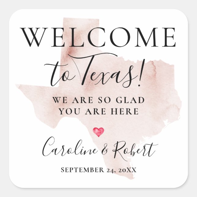 Wedding Destination Welcome Guests Favour Square Sticker (Front)