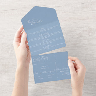 Wedding Detail and RSVP All In One Tri-Fold All In One Invitation