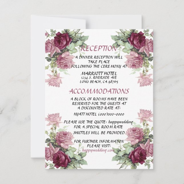 Wedding Detail Card, Information Card (Front)