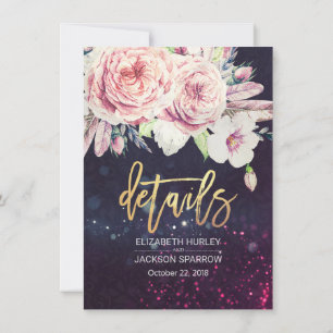 Wedding Detail Floral Purple Sparkle String Lights Invitation