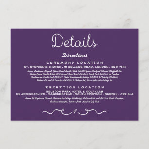 Wedding Detail Insert Card   Modern Purple