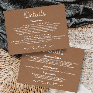 Wedding Detail Insert Card   Rustic Country Kraft