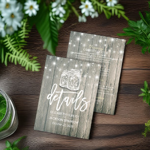 Wedding Detail Rustic Wood Mason Jars String Light Invitation