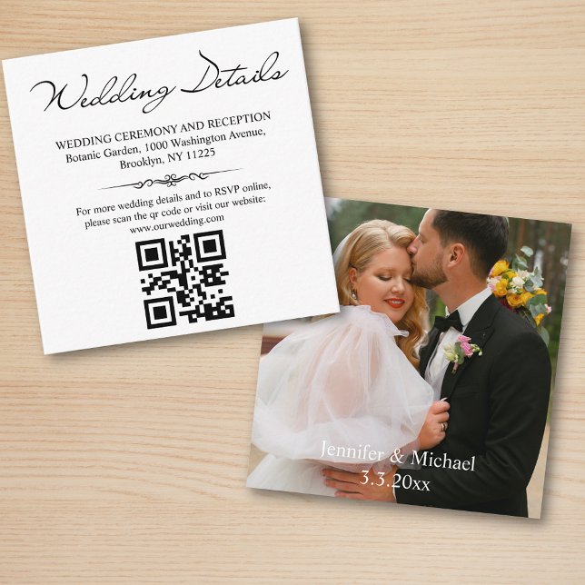 wedding details and rsvp qr code photo minimal enclosure card (Creator Uploaded)